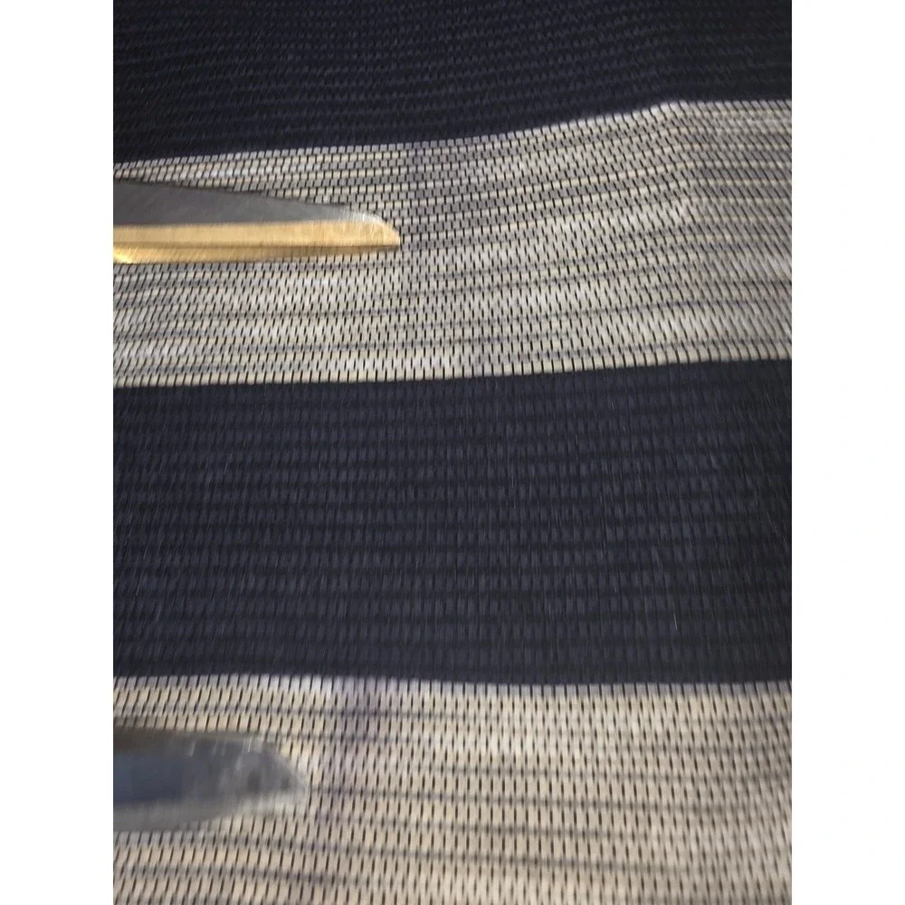 Striped Mini Skirt Women 0 Navy Blue Gold Excellent Textured‎ Lined Zip